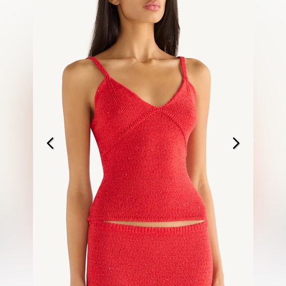 ASTA RESORT CAROLINA CAMISOLE & SKIRT IN ROSSA SEQUIN, SIZE SMALL - Picture 4 of 7